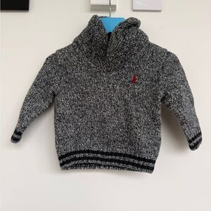 Ralph Lauren Toddler Marled Shawl Collar Knit Sweater - Charcoal Gray